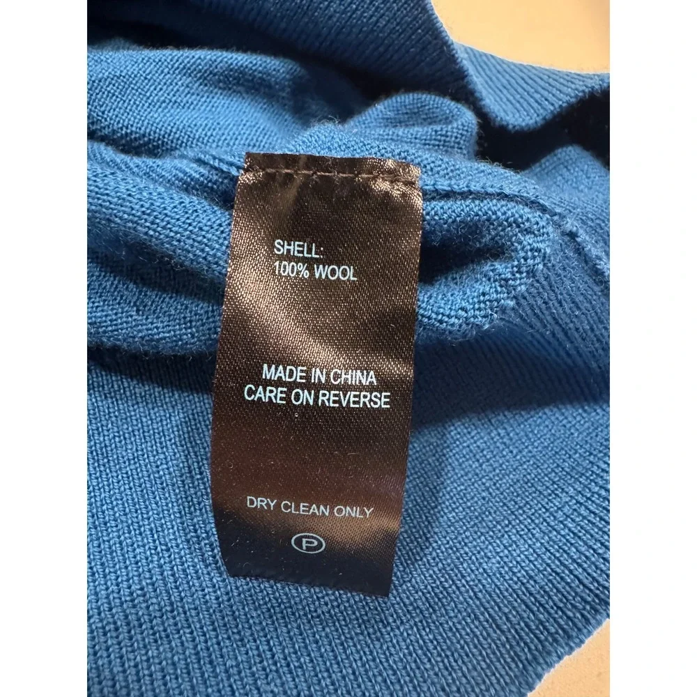 Styleworks 100% Wool Quarter Zip Sweater Mock Neck Small Blue Excellent